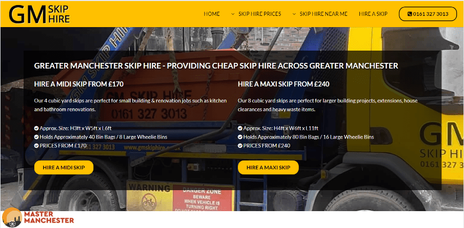 GM Skip Hire Ltd Homepage