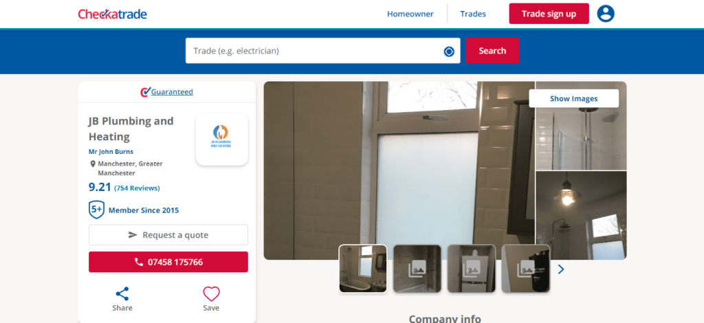 JB Plumbing and Heating Homepage