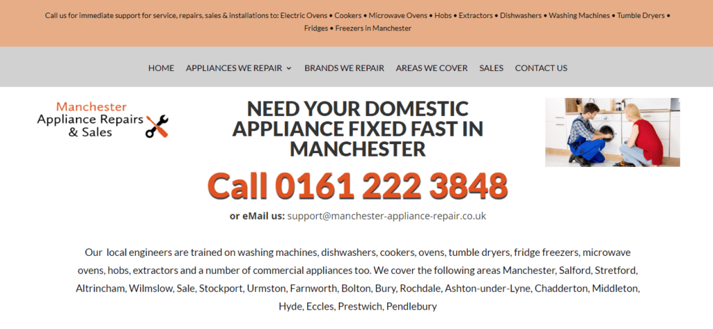 Manchester Appliance Repairs Ltd Homepage