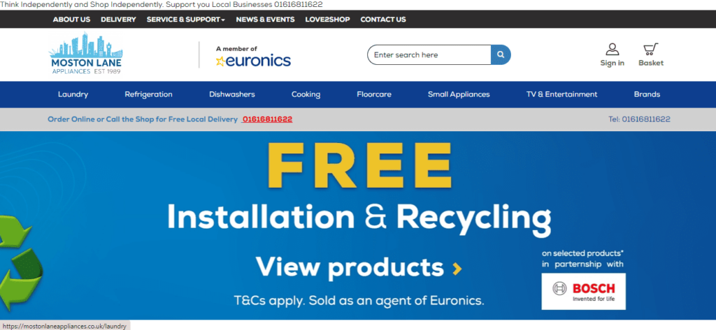 Moston Lane Appliances Homepage