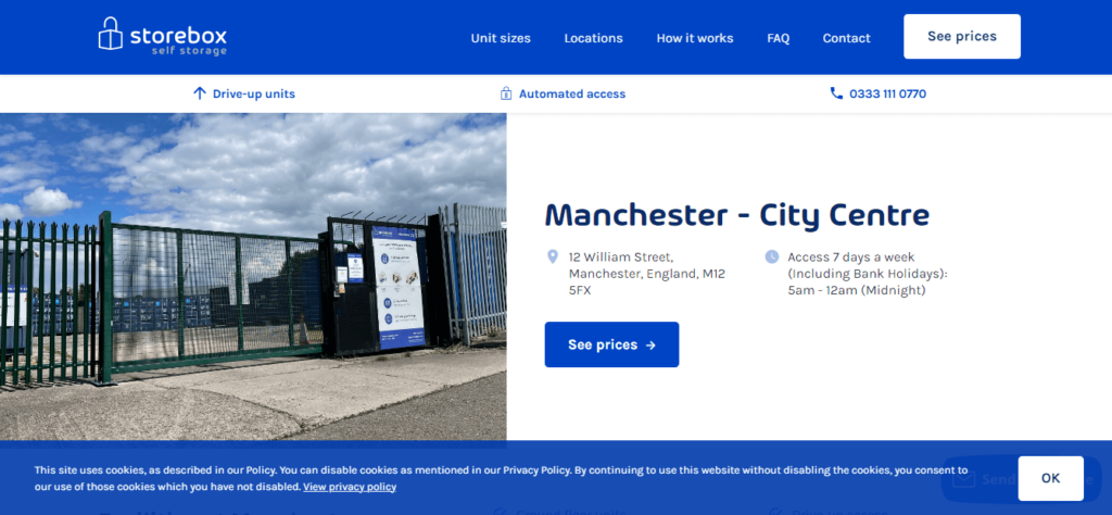 Storebox Self Storage Homepage