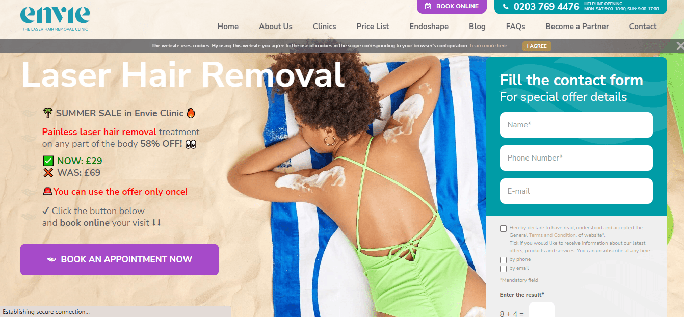 Envie Clinics Homepage