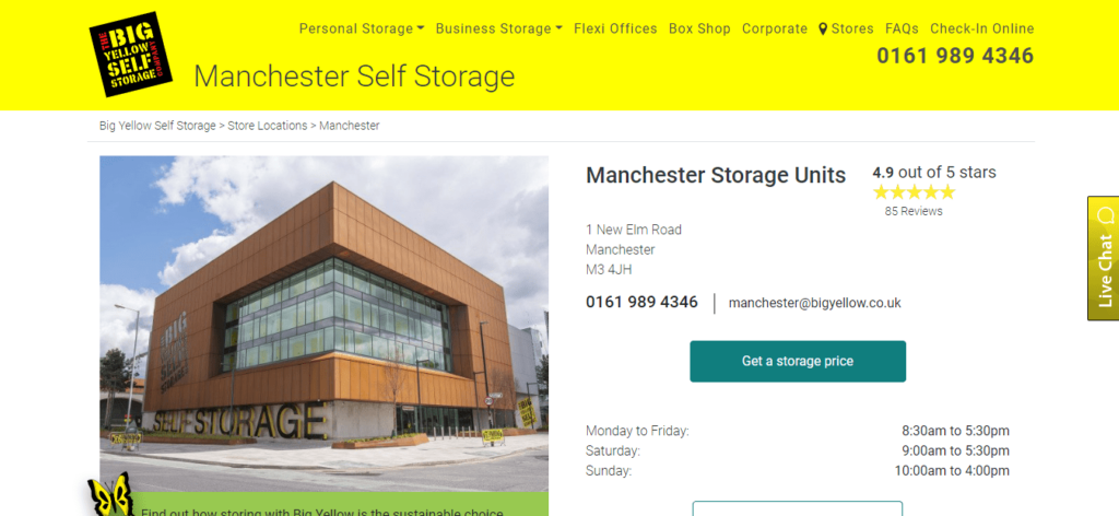 Big Yellow Self Storage Homepage