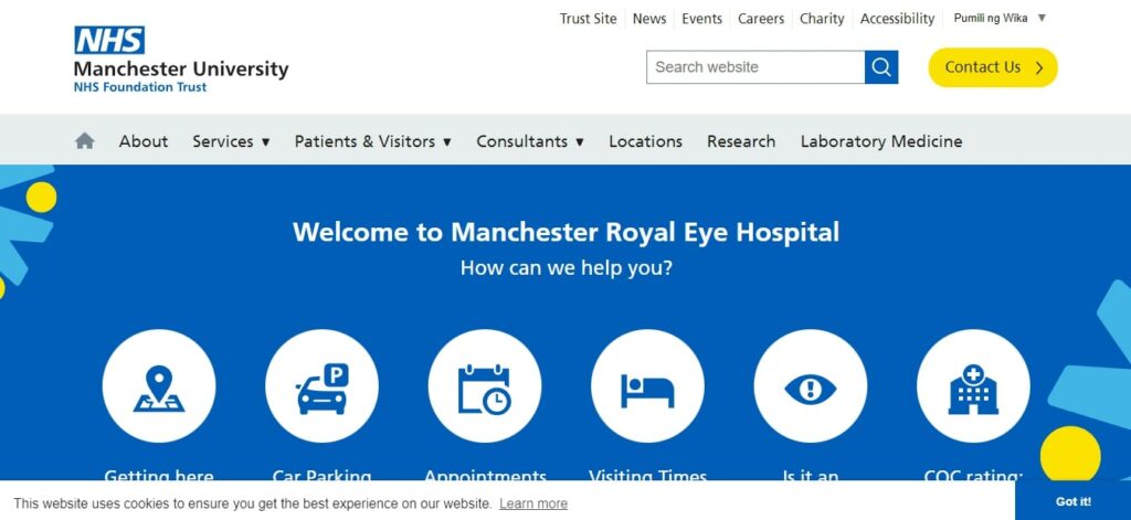 Manchester Royal Eye Hospital's Homepage
