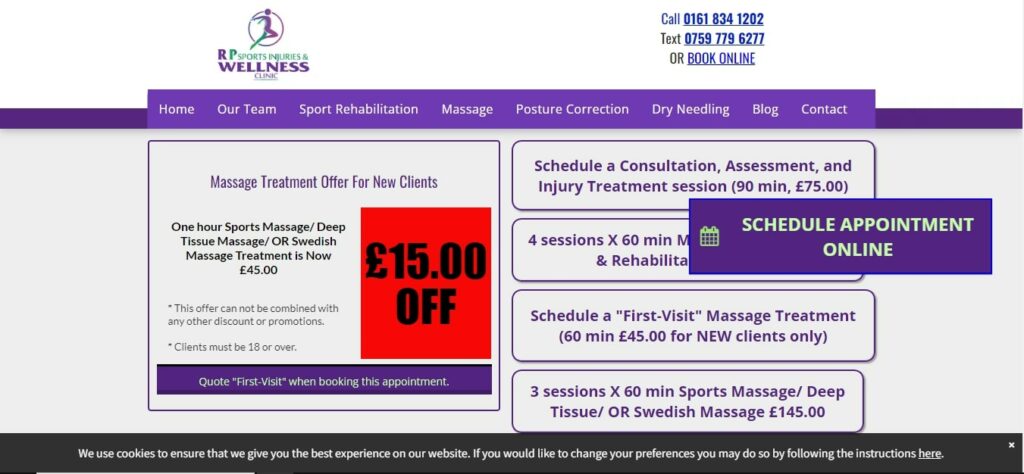 Rehab Pro Sports Injuries and Wellness Clinic's Homepage