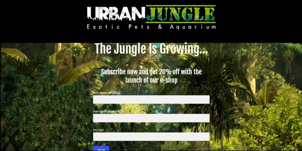 Exotic jungle pet sales store