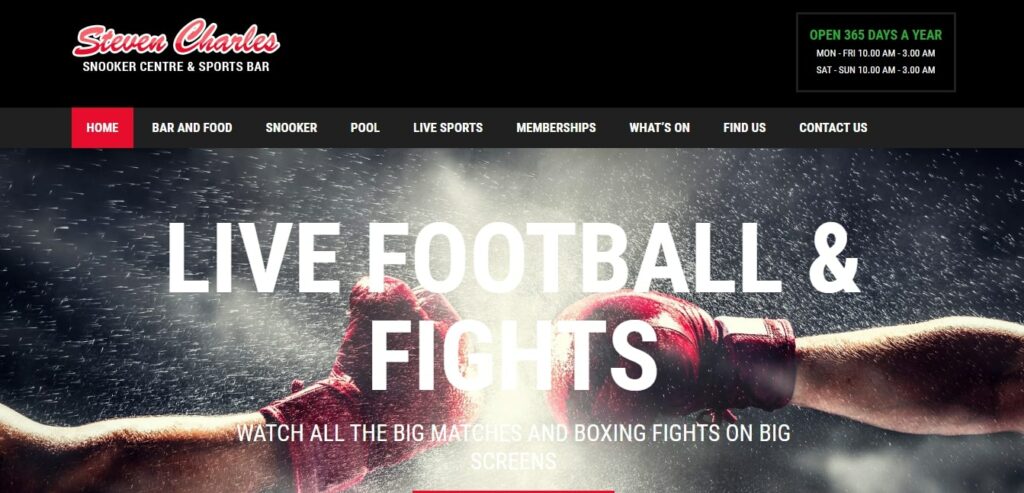 Steven Charles Snooker Centre's Homepage