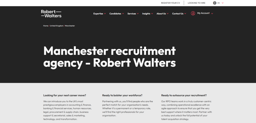 Robert Walters homepage